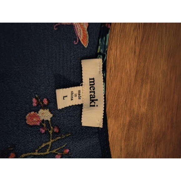 Meraki Large Navy Floral Wrap Blouse - Picture 3 of 4